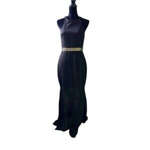Express Women’s Black Y2K Halter Mermaid Strappy Back Gown 10